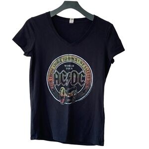 AC/DC For Those About To Rock Cannon Ball World Tour 1981 Black V-Neck‎ Tee